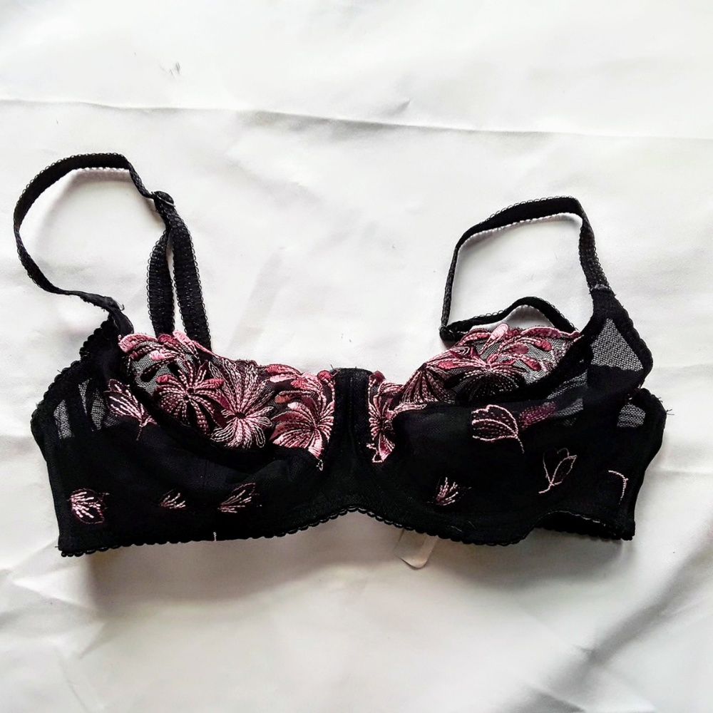 Pour Moi? Black Floral Lace Bra Size 32D
